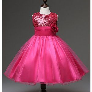 Fuchsia Sequin Organza Flower Girl Dress